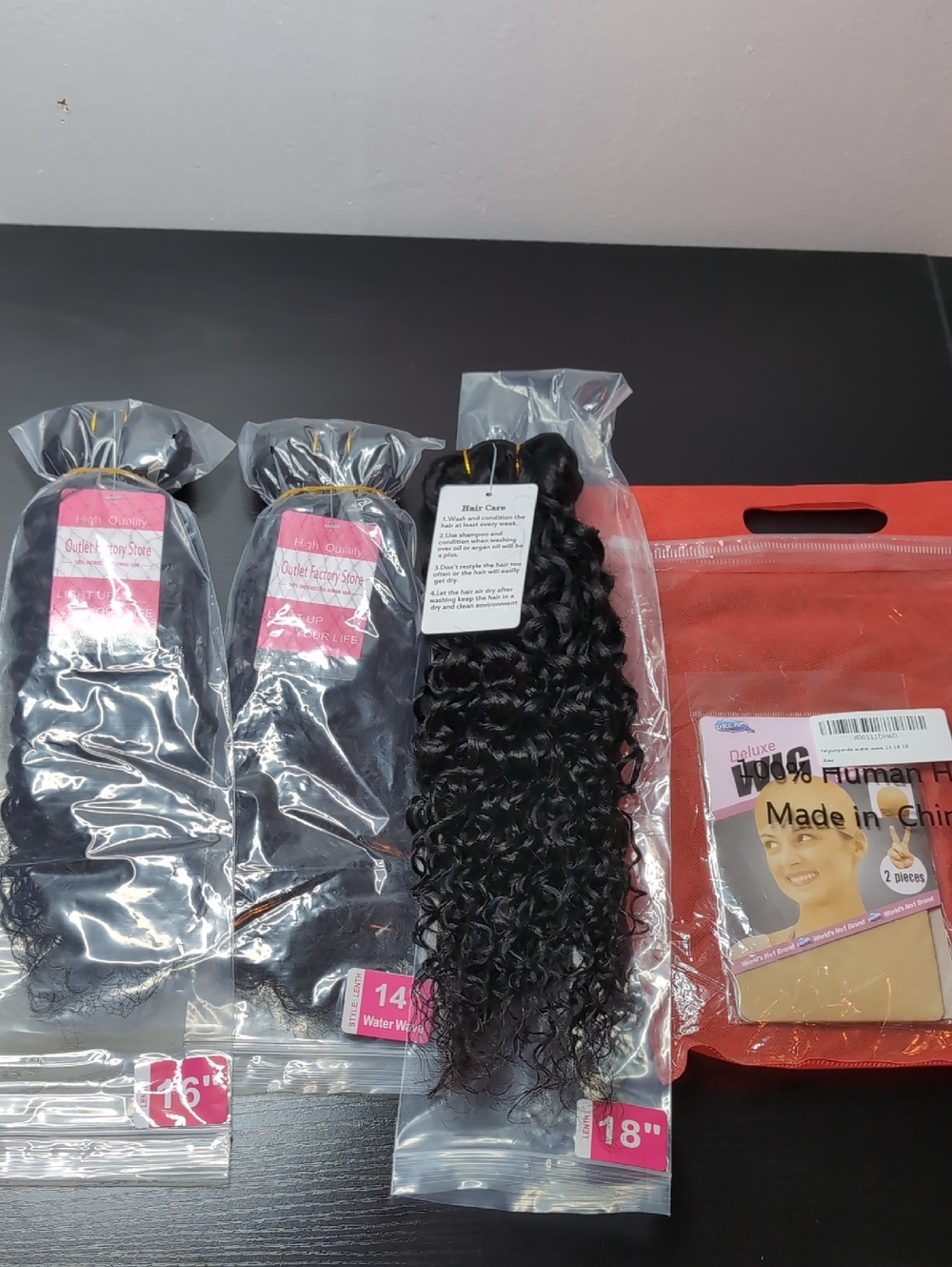 14 16 18 In 16a Water Wave Human Hair Bundles Double Weft Natural Black